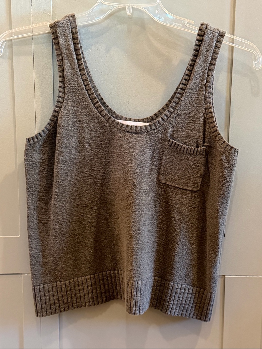 LOFT Women's Heather Olive Green Knit Scoop Neck Tank